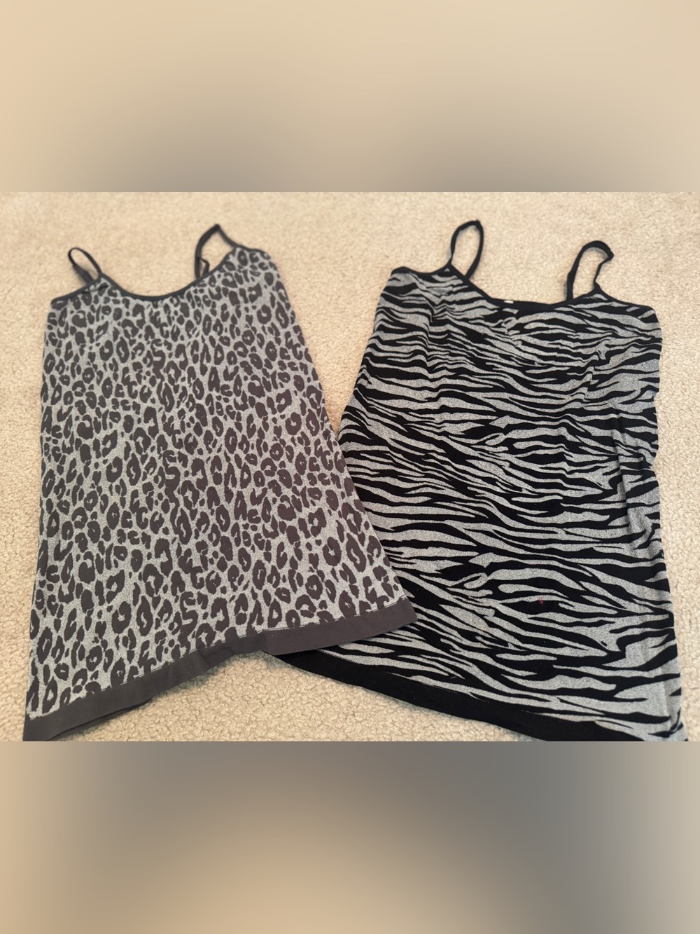 Animal Print Camisoles — Leopard & Zebra Pair | M
